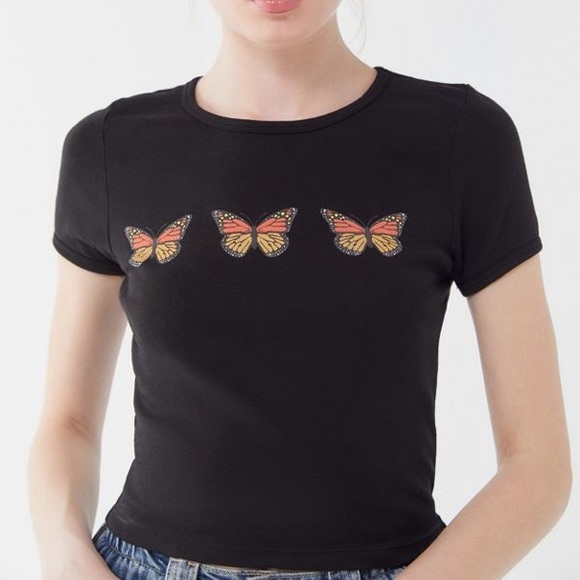 Urban Outfitters Butterfly Cropped Tee - Picture 1 of 4
